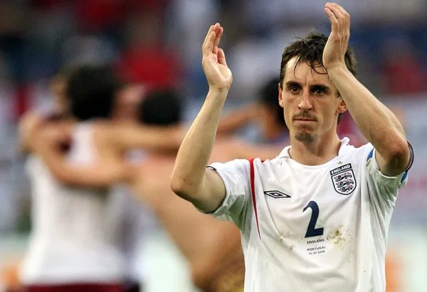 English defender Gary Neville acknowled