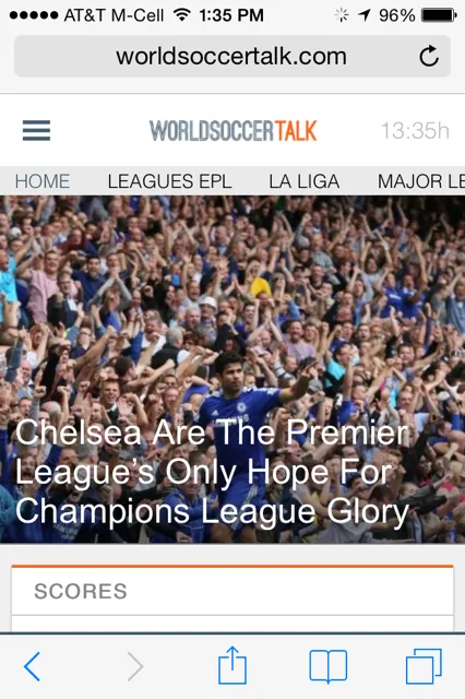World Soccer Talk viewed on an Apple iPhone