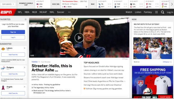 ESPN front page