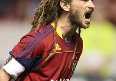 SANDY, UT - JUNE 18: Kyle Beckerman #5 of Real Salt Lake yells at an official after a penalty kick foul was called during a game against DC United late in the second half of an MLS soccer game June 18, 2011 at Rio Tinto Stadium in Sandy, Utah. The penalty kick resulted in a game tying goal. Real Salt Lake and DC United played to a 1-1 tie. (Photo by George Frey/Getty Images)