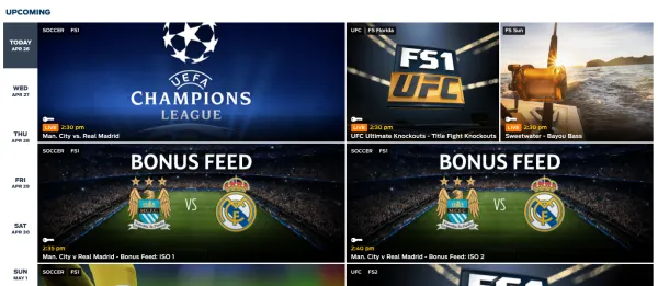 FOX Sports GO schedule