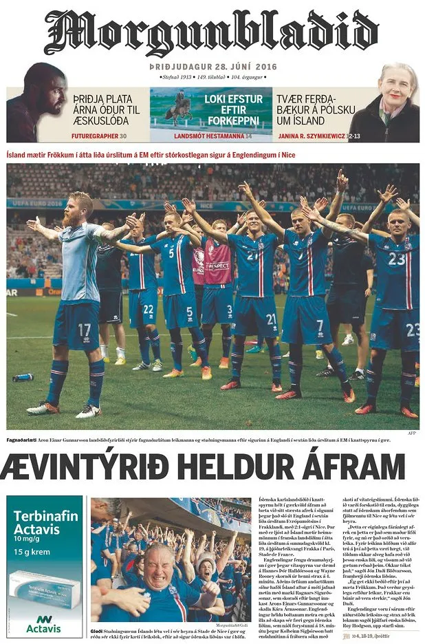 england-iceland-morgunbladid-front-cover