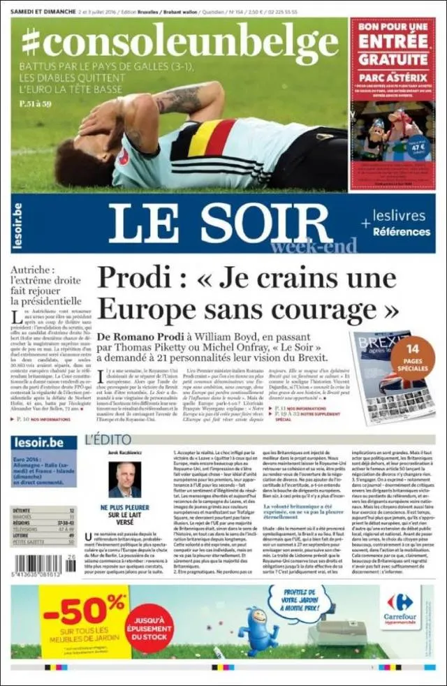 Le Soir - Console Belgium The Devils leave the Euros with their Heads Low