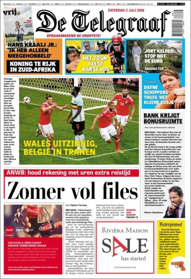 Telegraaf - Wales Rampage Belgium in Tears