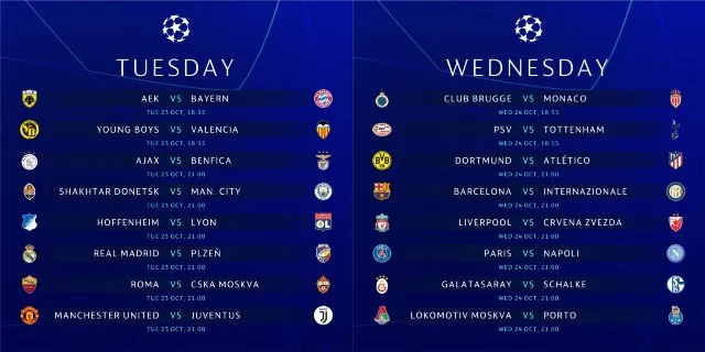 Champions League schedule