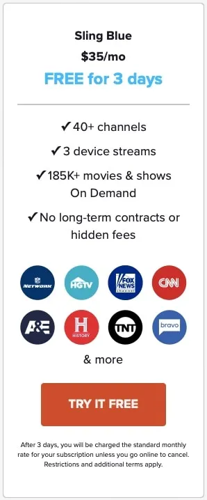 Sling TV offers free trial