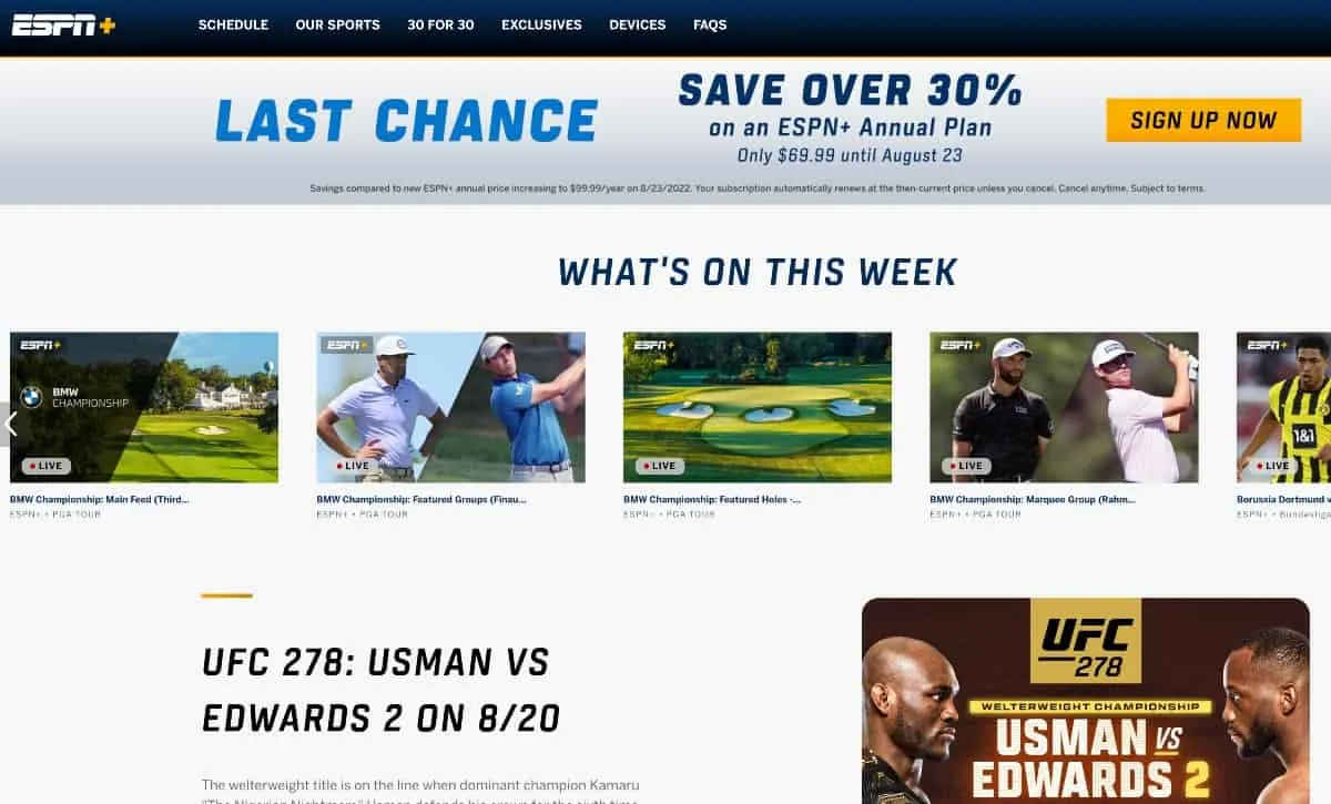 Get ESPN+'s annual plan