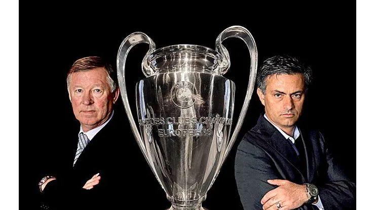 Free usage Composite picture . FA Cup preview. photography Russell Cheyne. Managers Sir Alex Ferguson (Manchester Utd) and Jose Mourinho (Chelsea) and FA Cup