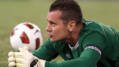 Shay Given #1 of Manchester City watches a replay of the third goal during an international friendly match against Inter Milan on July 31 2010 at M&T Bank Stadium in Baltimore, Maryland. Milan won 3-0.