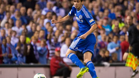 May 23, 2013; St. Louis, MO, USA; Chelsea midfielder Oscar (11) scores a goal against Manchester City at Busch Stadium. Manchester City defeated Chelsea 4-3. Mandatory Credit: Scott Rovak-USA TODAY Sports