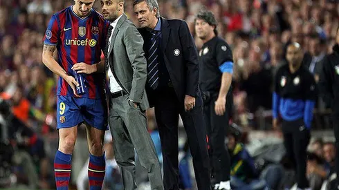 © Simone Rosa/Lapresse / DPPI 28-04-2010 Barcelona (Spain) sport soccer Soccer - Championleague in the picture: Mourinho, Guardiola and Ibramovic