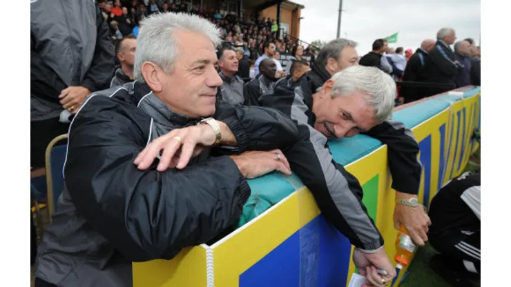Kevin Keegan and Terry Mc Dermot during an Entertainers Reunited match at Kingston Park, Newcastle.
