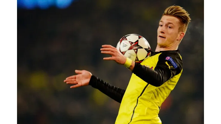 DORTMUND, GERMANY – NOVEMBER 26: Marco Reus of Borussia Dortmund controls the ball during the UEFA Champions League Group F match between Borussia Dortmund and SSC Napoli at Signal Iduna Park on November 26, 2013 in Dortmund, Germany. (Photo by Dennis Grombkowski/Bongarts/Getty Images)