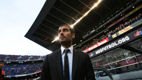 APRIL 11, 2009 - Football : Manager Josep Guardiola of FC Barcelona during the La Liga match between Barcelona and Recreativo Huelva at the Camp Nou Stadium on April 11, 2009 in Barcelona, Spain. Barcelona won the match 2-0. (Photo by Tsutomu Takasu)