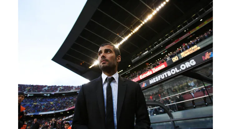 APRIL 11, 2009 – Football : Manager Josep Guardiola of FC Barcelona during the La Liga match between Barcelona and Recreativo Huelva at the Camp Nou Stadium on April 11, 2009 in Barcelona, Spain. Barcelona won the match 2-0. (Photo by Tsutomu Takasu)