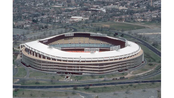 An aerial view of Robert F. Kennedy Memorial Stadium, home of the DC United.