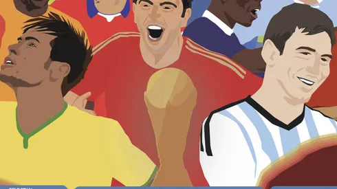 World Cup 2014 Wall Chart Featuring Ronaldo, Messi, Neymar, Suarez And Others