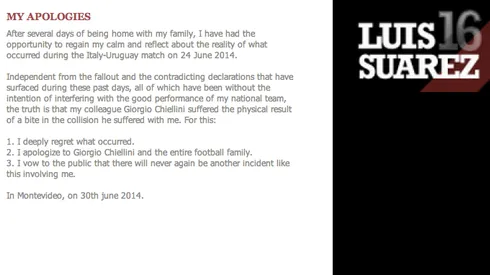 Luis Suarez Issues Apology And Vows Never to Bite Again