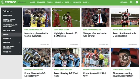 ESPN FC Website Now Publishing Premier League Goal Highlights