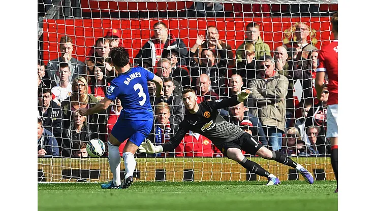 during the Barclays Premier League match between Manchester United and Everton at Old Trafford on October 5, 2014 in Manchester, England.