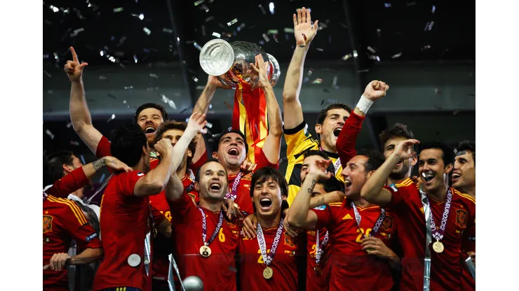 during the UEFA EURO 2012 final match between Spain and Italy at the Olympic Stadium on July 1, 2012 in Kiev, Ukraine.