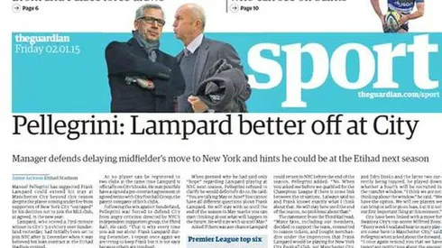Lampard is better off at Man City than New York, says Pellegrini