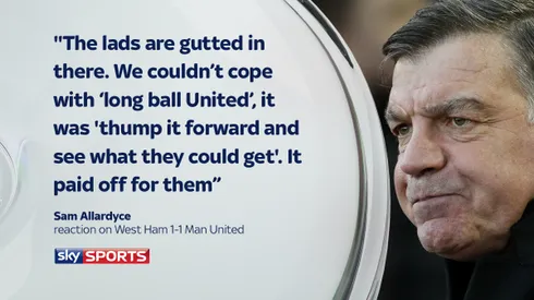 Allardyce suggests it's time to criticize Manchester United as long ball merchants