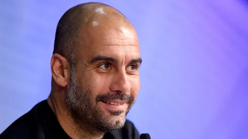 MUNICH, GERMANY - APRIL 20: Head coach Josep Guardiola looks on during a press conference prior to their UEFA Champions League Quarter Final second leg match at Allianz Arena on April 20, 2015 in Munich, Germany. (Photo by Lars Baron/Bongarts/Getty Images,)