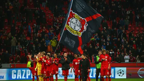 during the UEFA Champions League round of 16 match between Bayer 04 Leverkusen and Club Atletico de Madrid at BayArena on February 25, 2015 in Leverkusen, Germany.