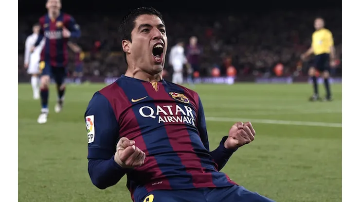 Barcelona's Uruguayan forward Luis Suarez celebrates his goal during the "clasico" Spanish league football match FC Barcelona vs Real Madrid CF at the Camp Nou stadium in Barcelona on March 22, 2015. AFP PHOTO / JOSEP LAGO (Photo credit should read JOSEP LAGO/AFP/Getty Images)