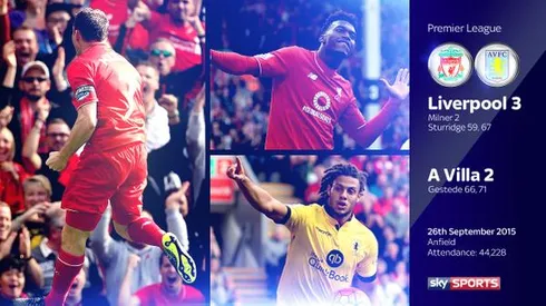 Liverpool 3-2 Aston Villa: Daniel Sturridge scores