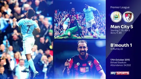 Man City 5-1 Bournemouth: Raheem Sterling scores hat trick