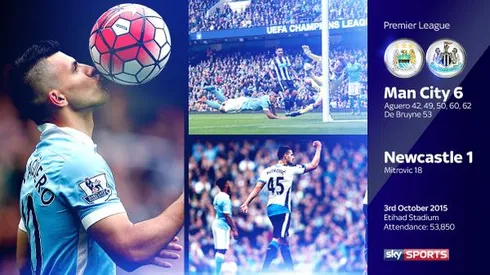 Manchester City 6-1 Newcastle: Sergio Aguero scores five