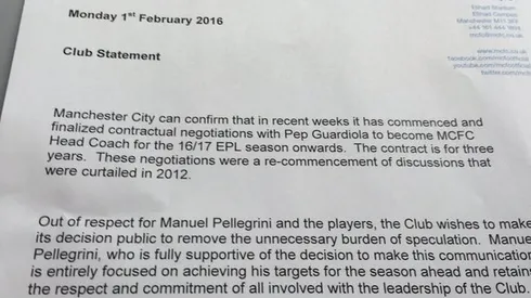 Pep Guardiola will replace Manuel Pellegrini at Man City