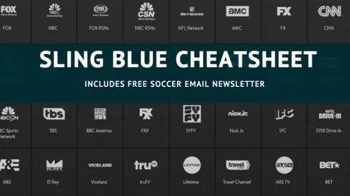 Sling Blue cheatsheet for cord cutters and soccer fans