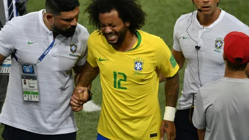 Brazil's Marcelo forced off injured against Serbia