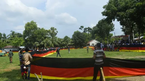 Bangladesh World Cup megafan unfurls miles-long Germany flag