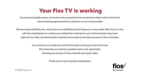 Verizon Fios removes beIN SPORTS from its programming