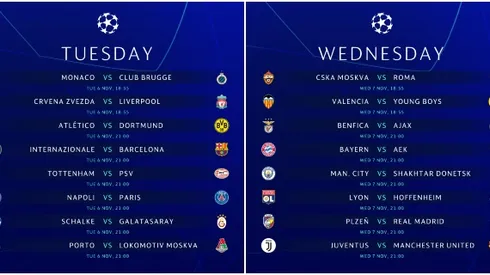 Champions League schedule for US TV: November 6-7