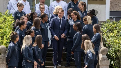 Macron spends a day with French footballers