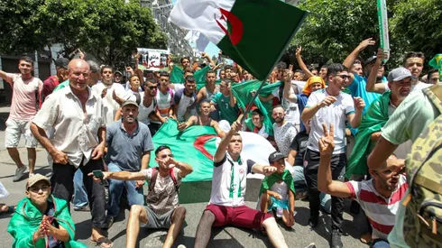 Algerians mix protest with football as cup final looms