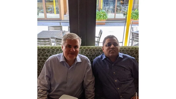 Hosts Christopher Harris (left) and Kartik Krishnaiyer