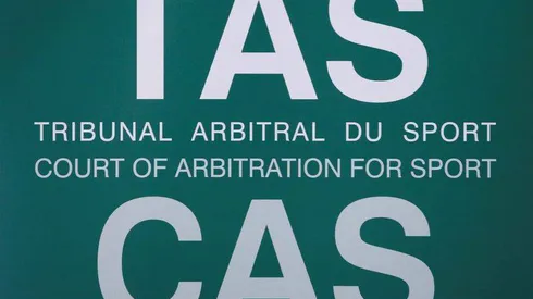 FILE PHOTO: The logo of the Court of Arbitration for Sport (CAS) is seen at the Conference Centre of the Fairmont Le Montreux Palace, in Montreux, Switzerland November 15, 2019. REUTERS/Denis Balibouse