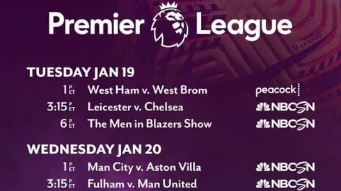 EPL commentator assignments on NBC, Gameweek 19 midweek