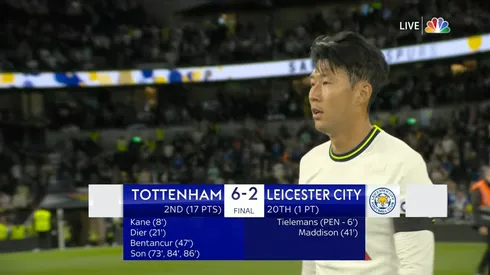 Son Heung-min scores hat trick as Spurs hit Leicester for six