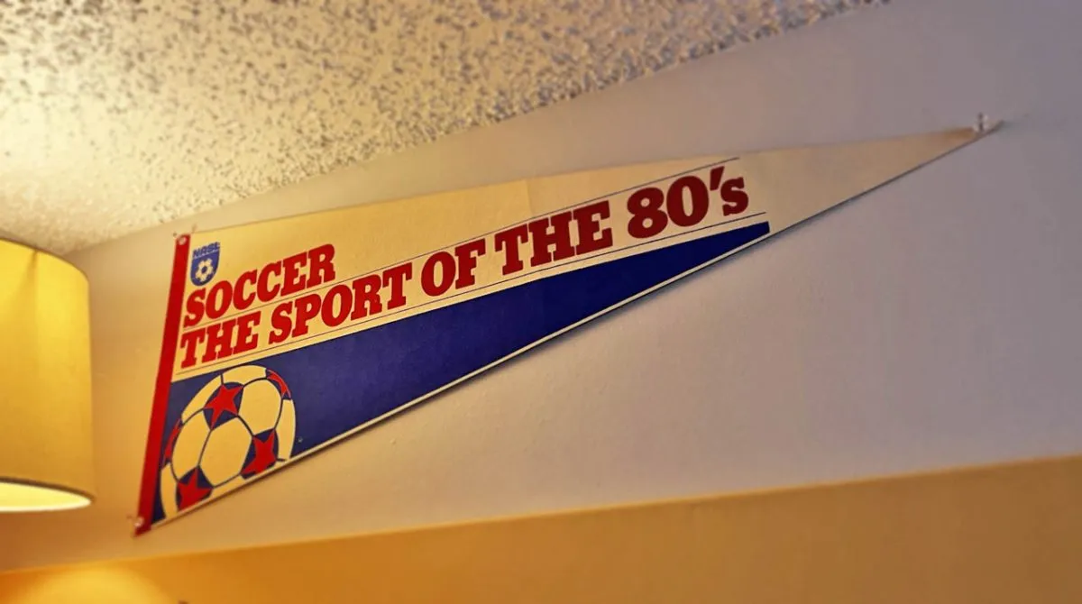 We’ve been told soccer “is about to arrive in America!” for quite some time.  Pennant image courtesy of the author’s personal collection.