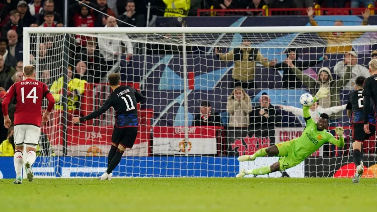 Andre Onana saves Jordan Larsson’s penalty in stoppage time.