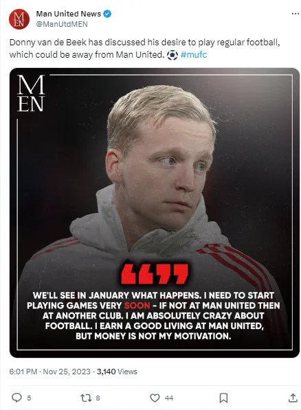 Van de Beek is looking for first-team football