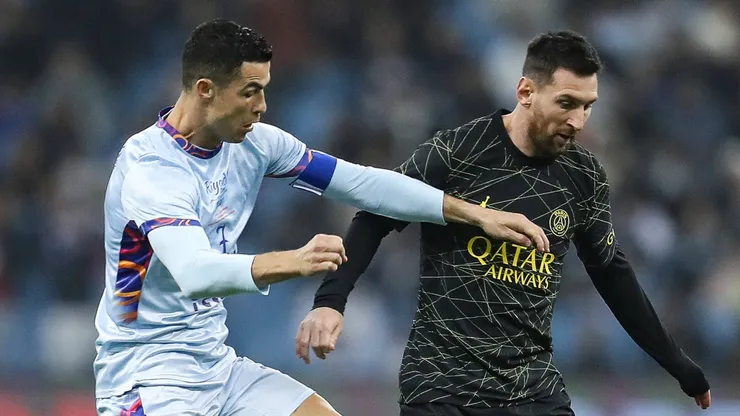 Cristiano Ronaldo playing against Lionel Messi