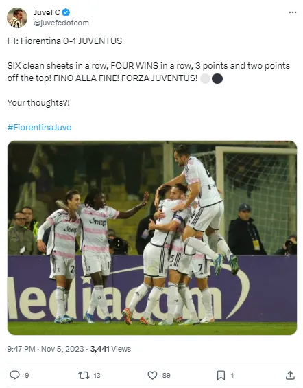 Juventus record a narrow away win over Fiorentina